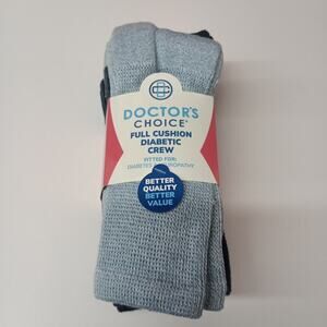 Doctor's Choice Diabetic Full Cushion Crew Women's Socks Size 6-10 Blue 4 Pack